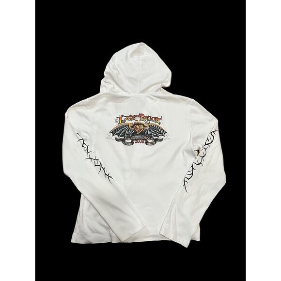 Biketoberfest Daytona Women M Hoodie Bikercore Tattoo Style Sweatshirt Bat Logo - Picture 1 of 16